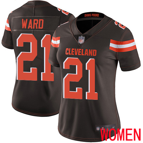 Cleveland Browns Denzel Ward Women Brown Limited Jersey #21 NFL Football Home Vapor Untouchable->women nfl jersey->Women Jersey